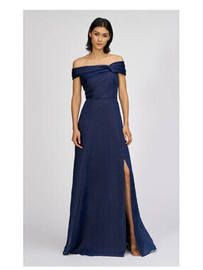 JS Collection “Isadora” Organza Gown Dress Size 4 Navy MSRP $289